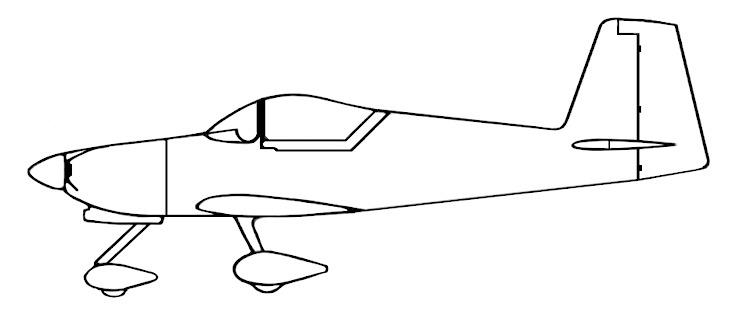 RV-7A and 9A Side View Drawing